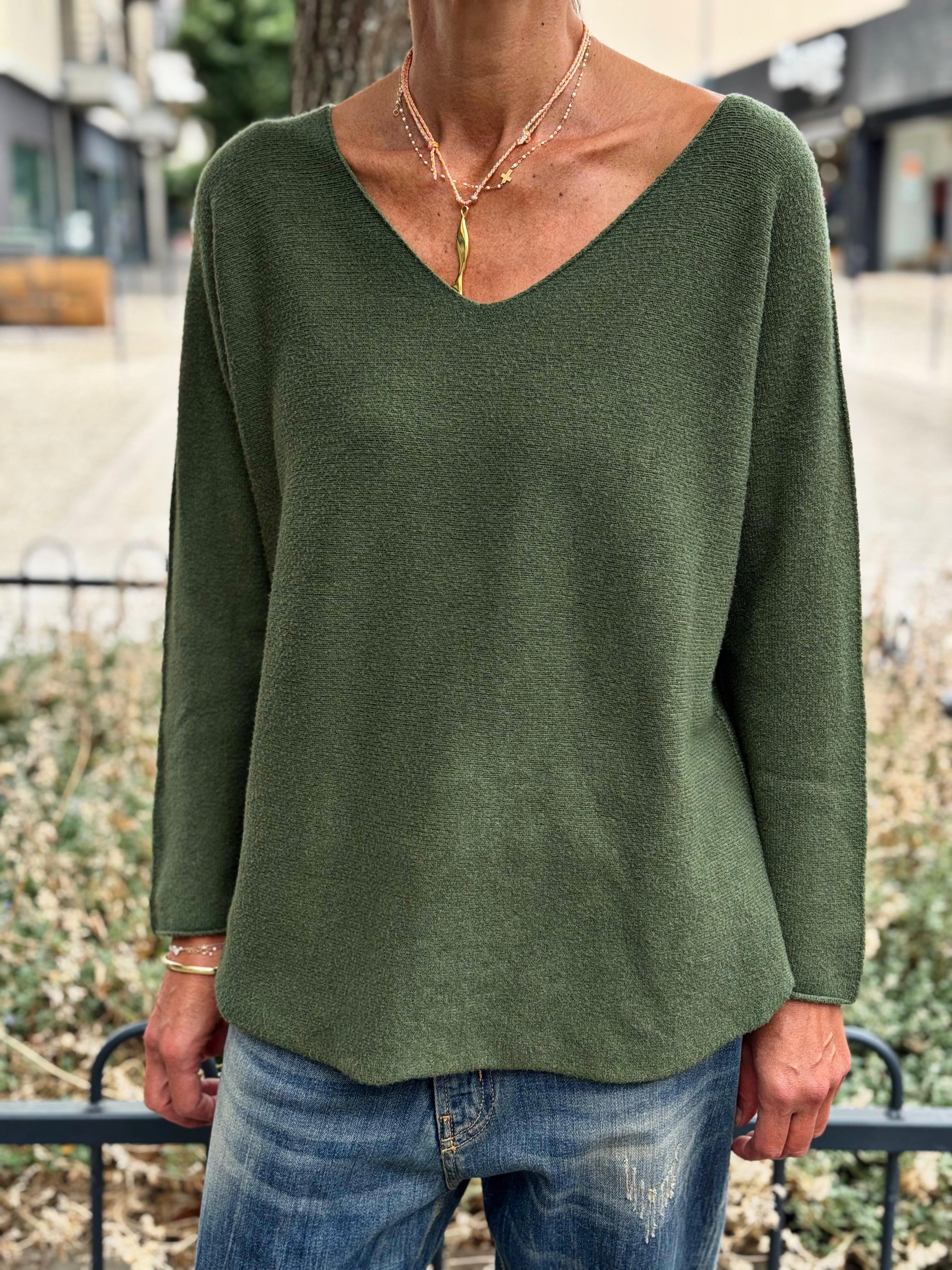 Pull doux TAO Kaki