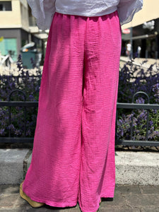 Pantalon gaze de coton YAGO Fuchsia