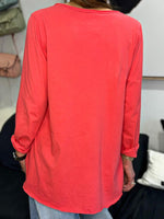 Charger l'image dans la galerie, T-shirt manches longues Rouge/Corail - ILONA
