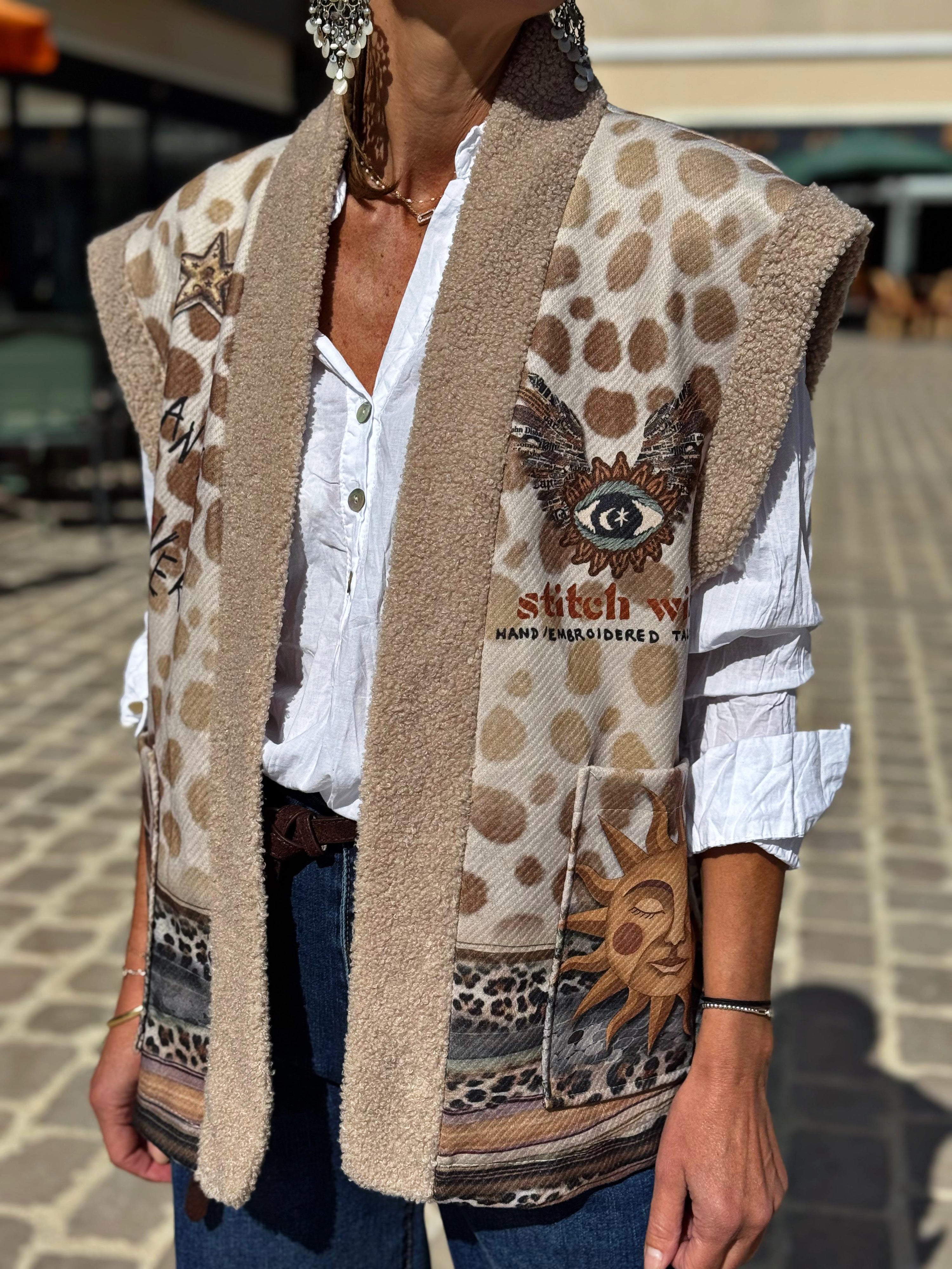 Gilet sans manche BASILE Beige/Choco