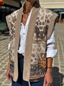 Gilet sans manche BASILE Beige/Choco