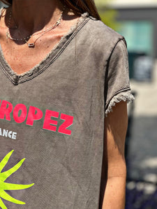 Tee shirt ST-TROPEZ Choco effet délavé