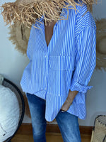 Charger l&#39;image dans la galerie, Chemise rayée JACKYE Blanc/Bleu
