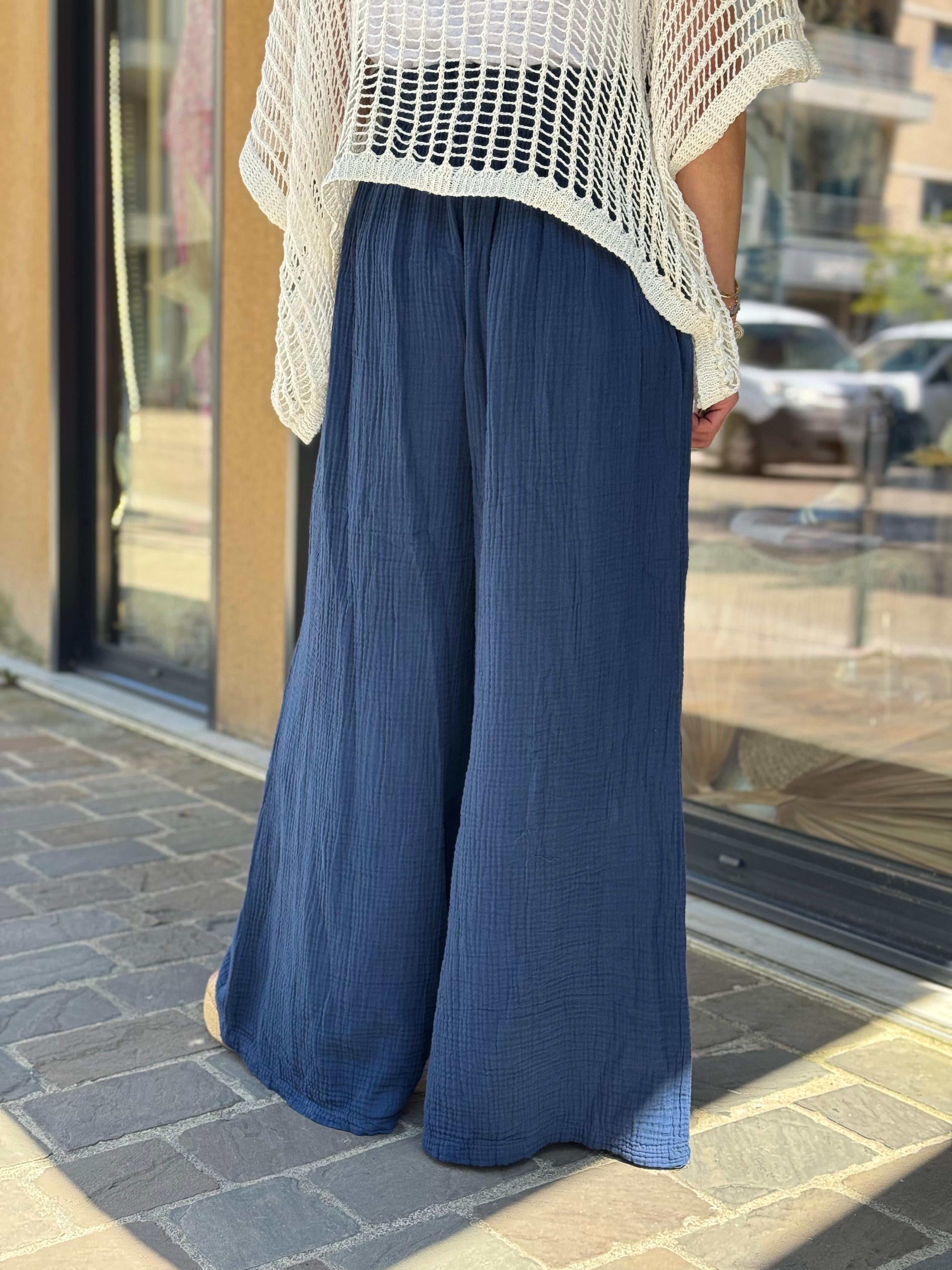 Pantalon gaze de coton YAGO Marine