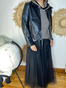 Pull marinière à capuche TOSCA Noir