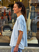 Charger l&#39;image dans la galerie, Tee shirt SMILE Bleu ciel effet délavé
