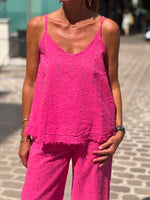 Charger l'image dans la galerie, Ensemble top et pantalon Fuchsia - JANEL
