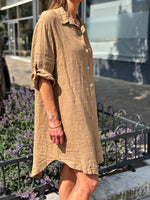 Charger l&#39;image dans la galerie, Robe lin  HAVANA Camel
