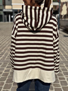 Sweat fin à capuche RIVAGE Choco/Ecru