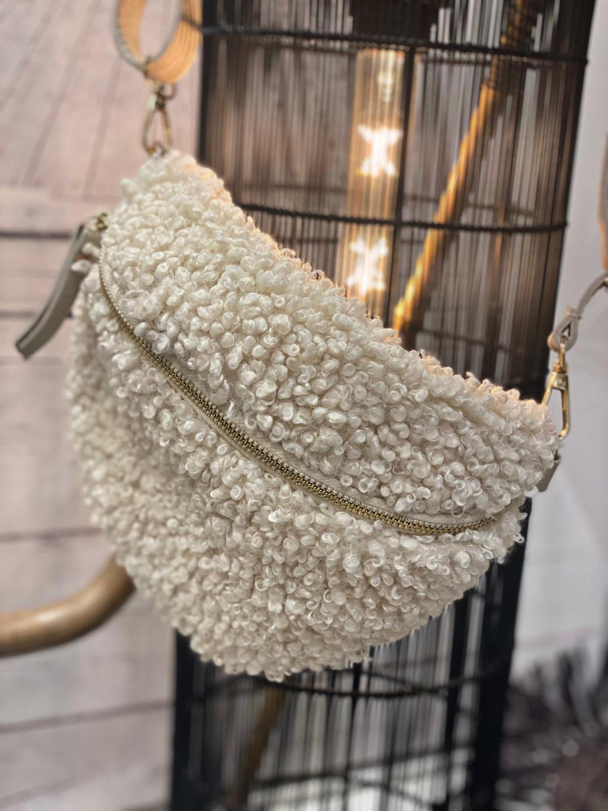 Sac banane bouclette MILA Ecru