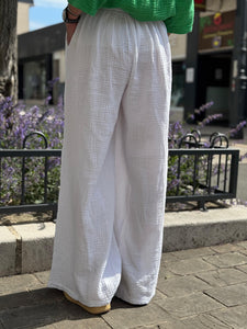 Pantalon gaze de coton YAGO Blanc