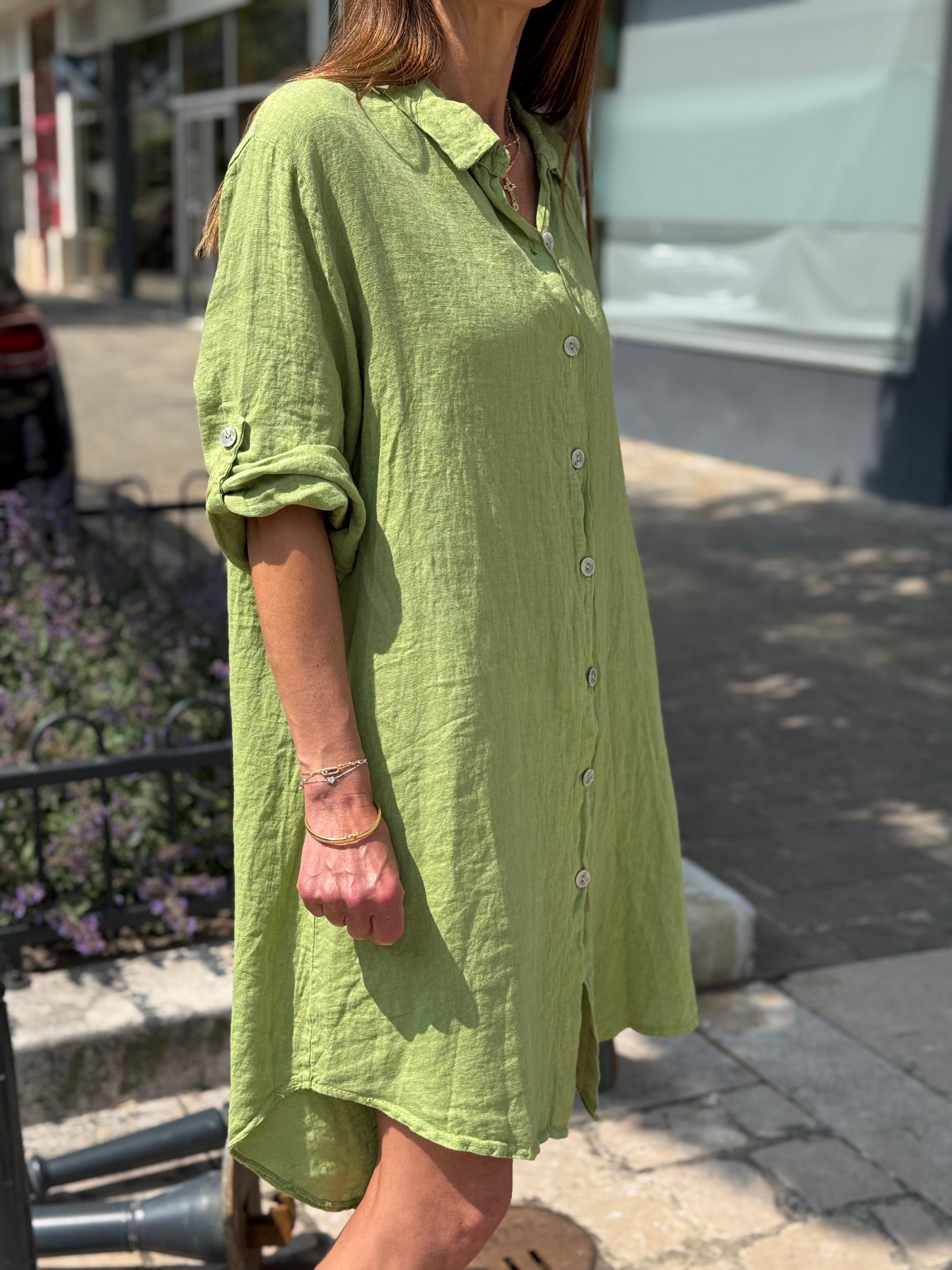 Robe lin  HAVANA Vert