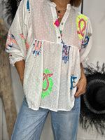 Charger l'image dans la galerie, Blouse imprimée Blanche - 46
