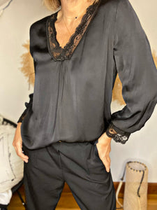 Top satiné RACHEL Noir