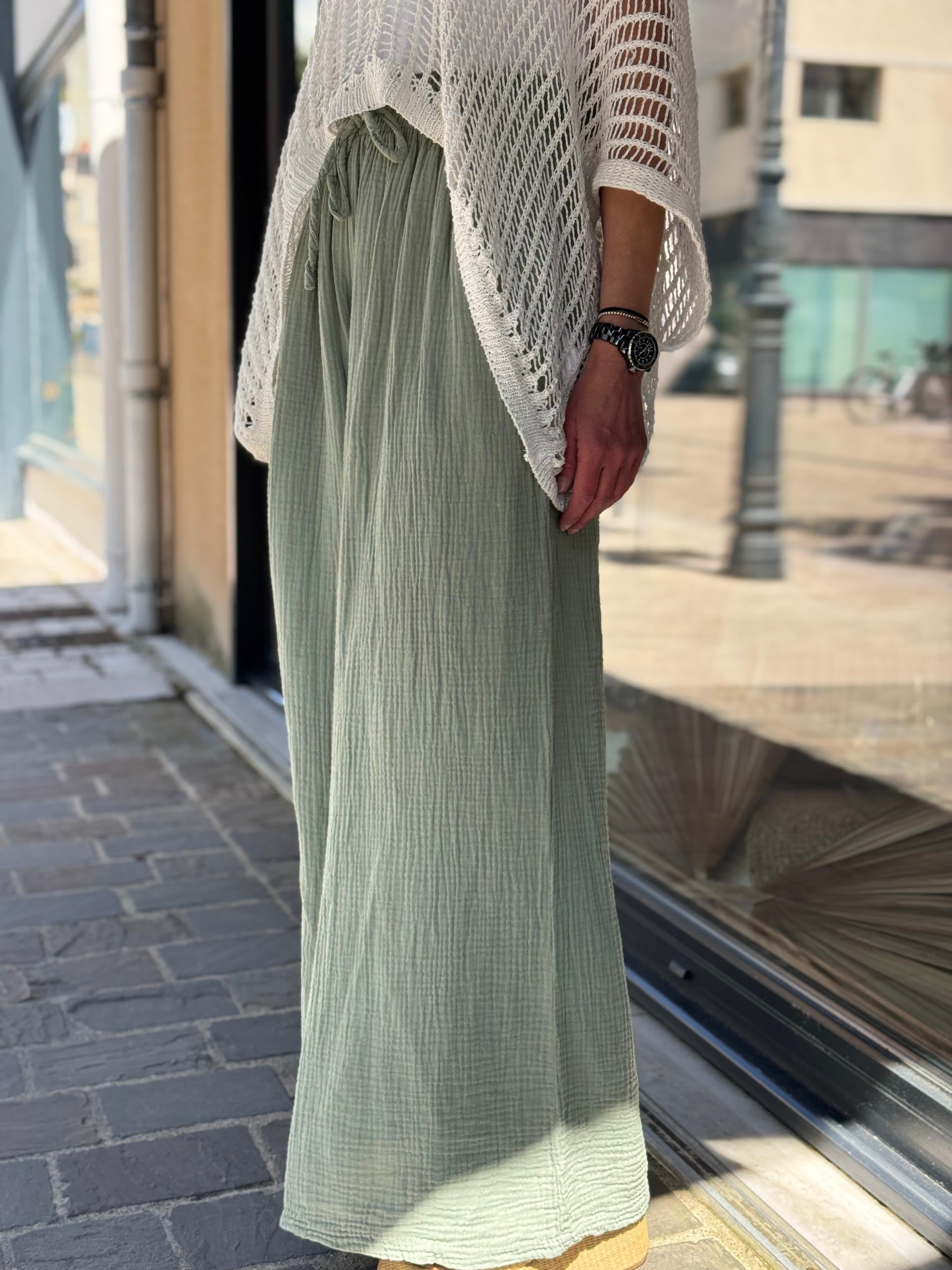 Pantalon gaze de coton YAGO Kaki