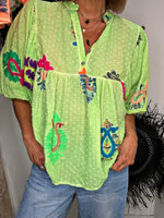 Charger l'image dans la galerie, Blouse imprimée Verte - 46
