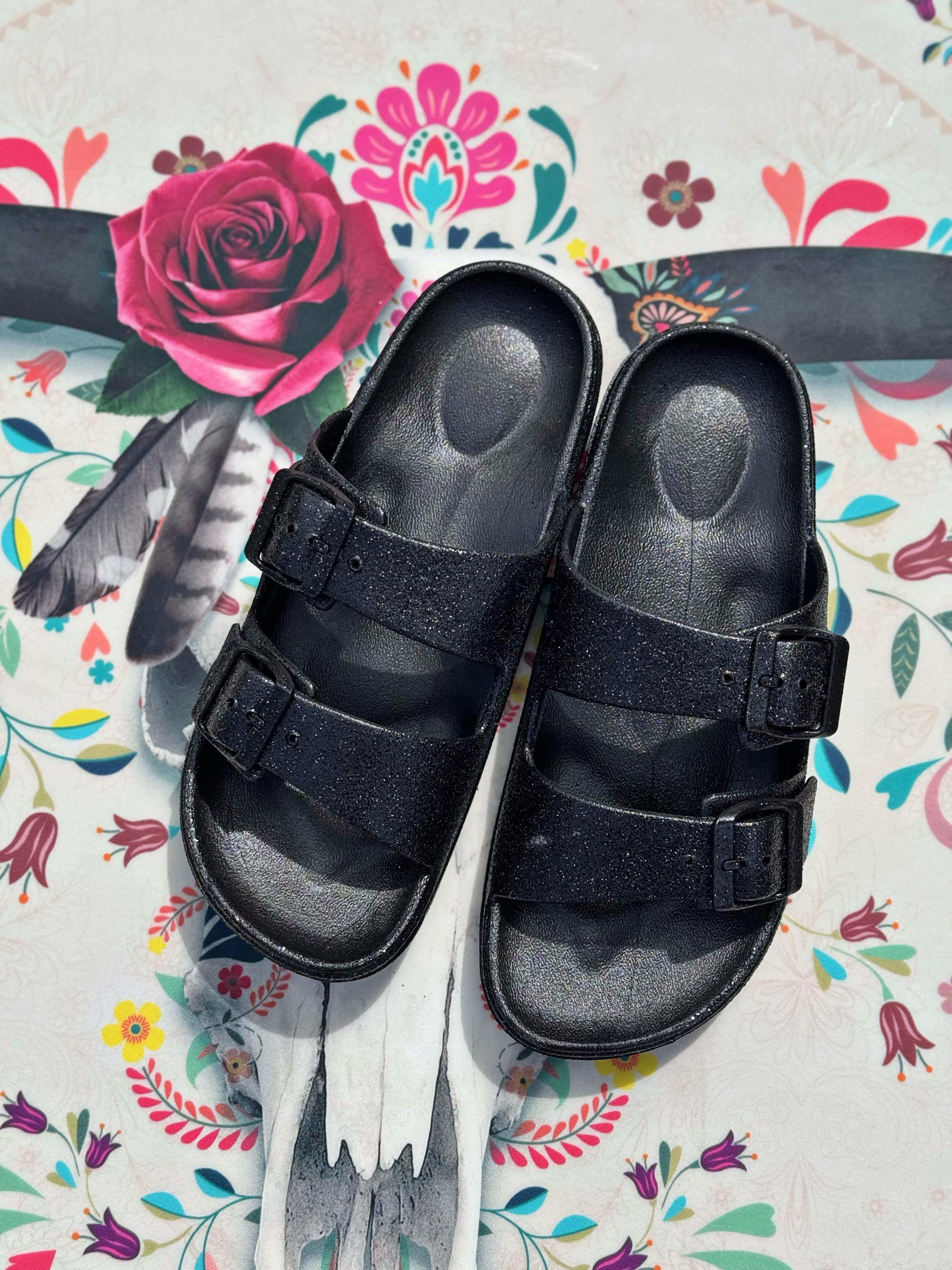 Sandales pailletées DINA Noir