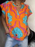 Charger l'image dans la galerie, Blouse imprimée Orange - FLOWER
