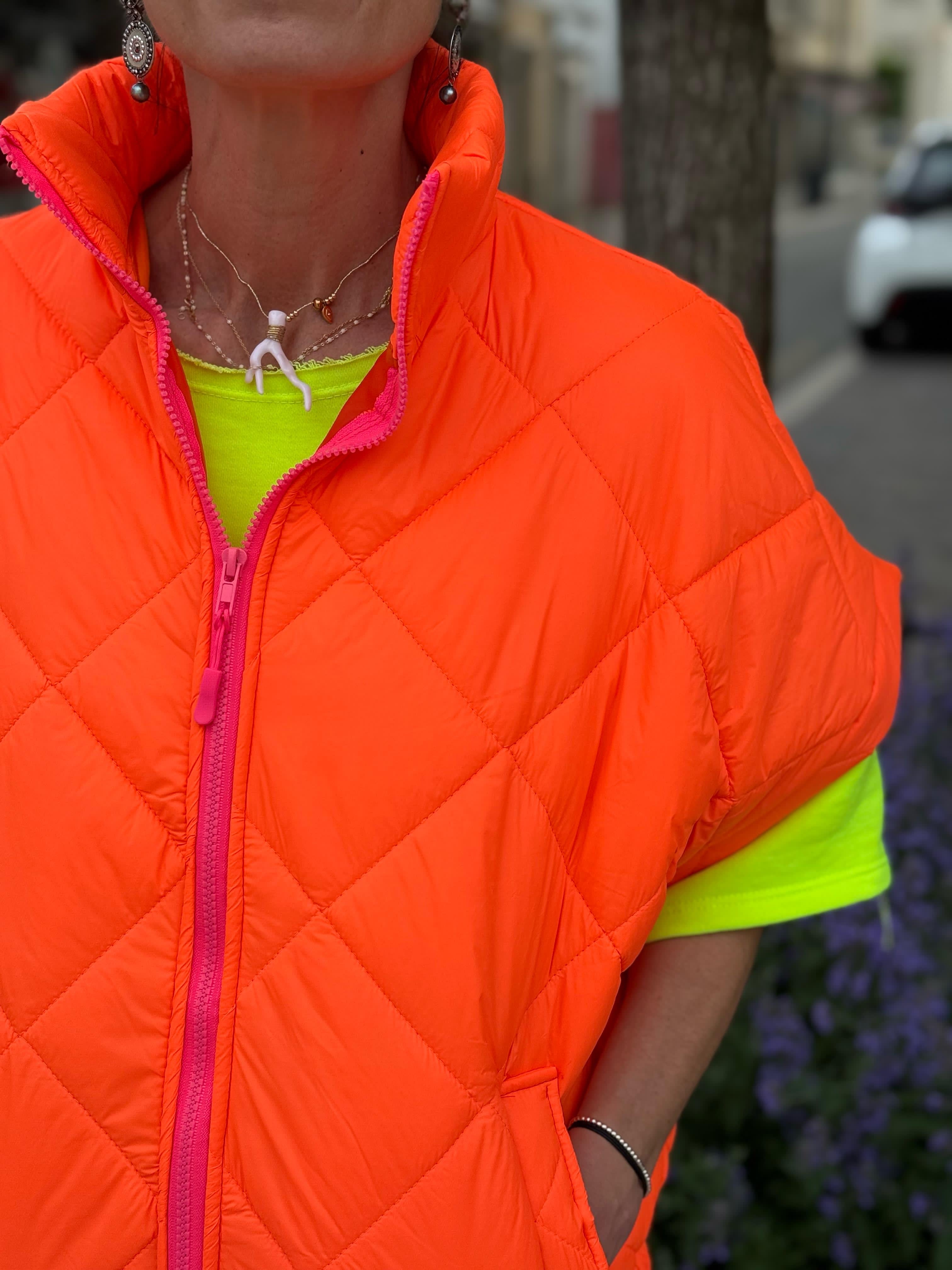Doudoune manches courtes FIZZ Orange fluo