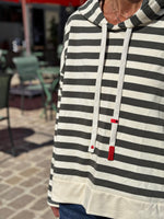 Charger l&#39;image dans la galerie, Sweat fin à capuche RIVAGE Kaki/Ecru
