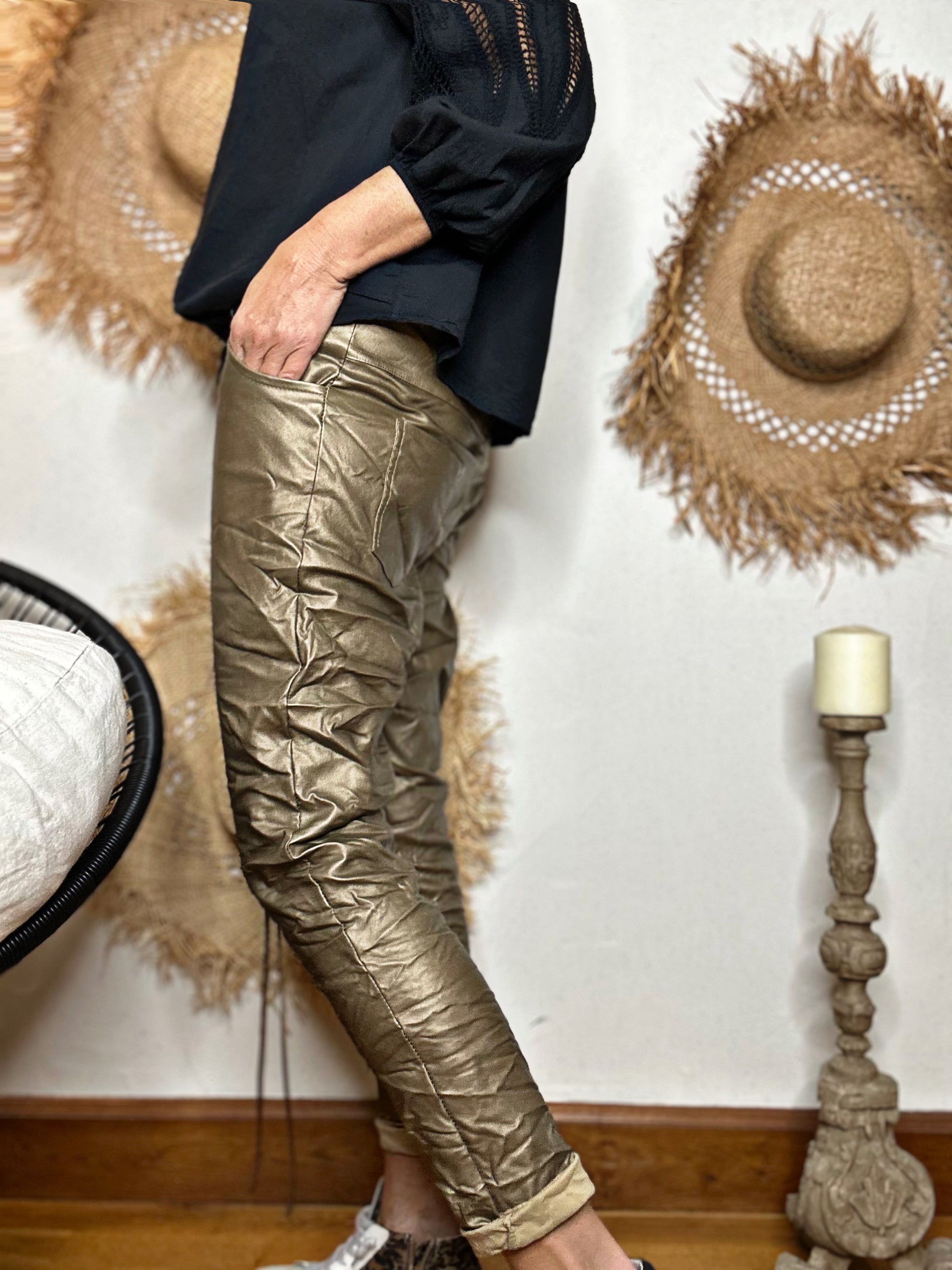 Pantalon simili LISANDRO Camel doré