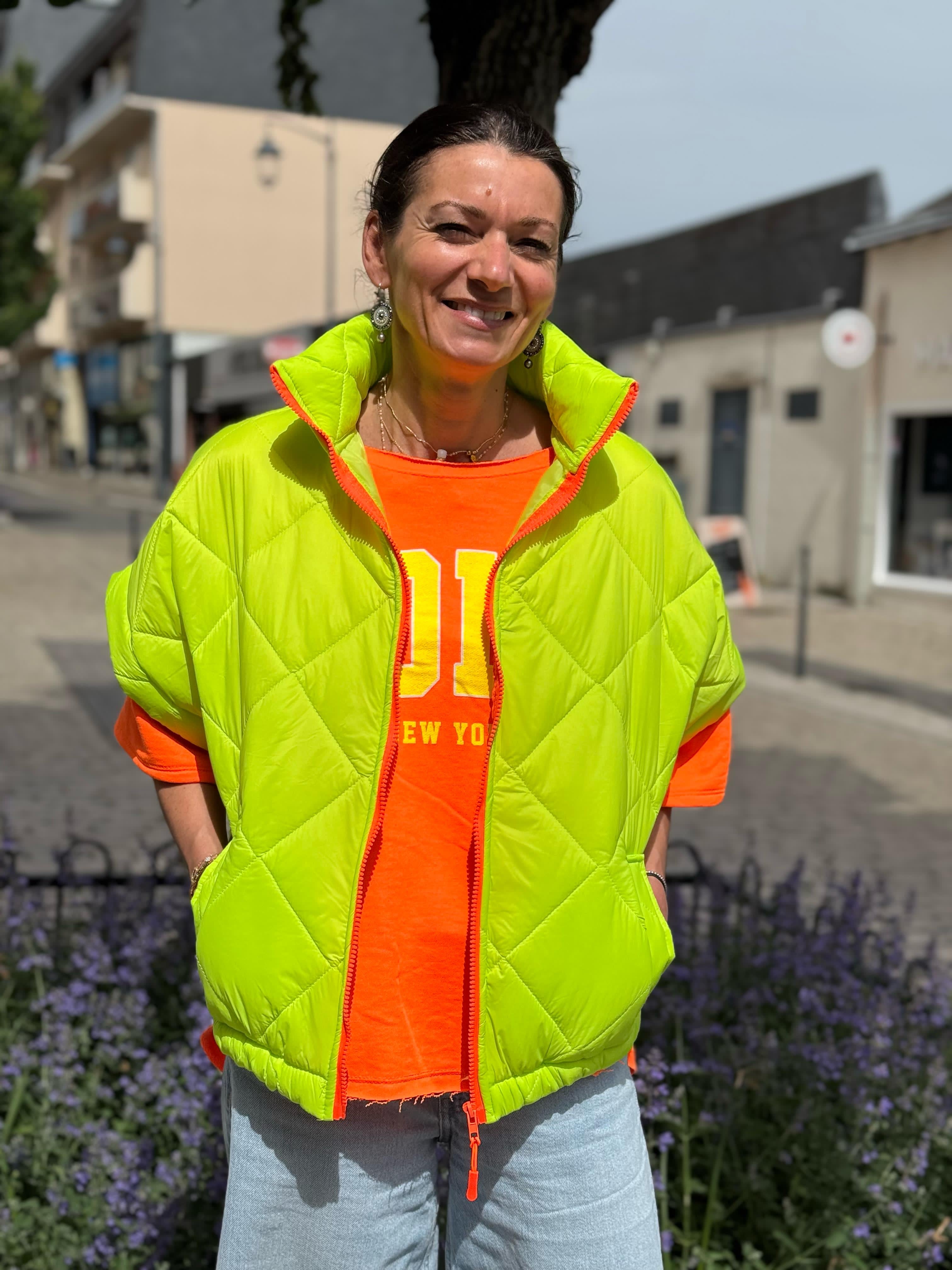 Doudoune manches courtes FIZZ Jaune fluo