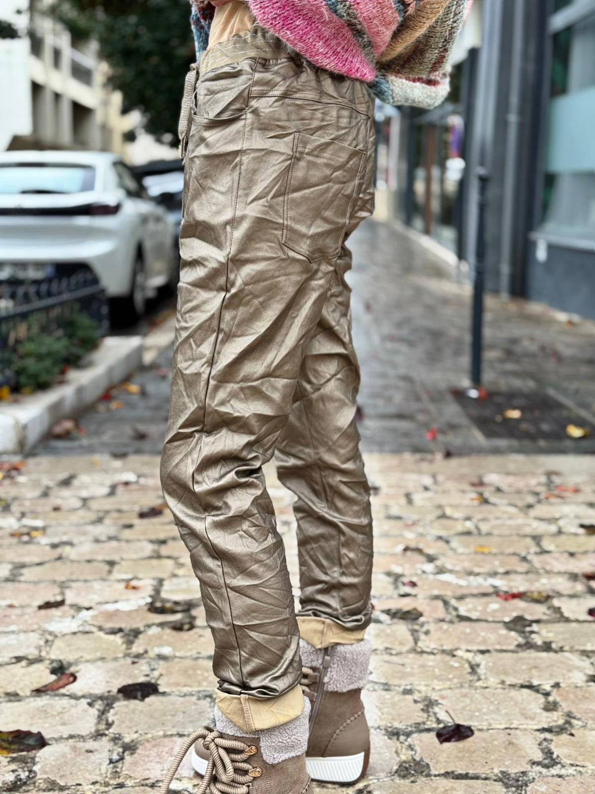 Pantalon simili cuir MADDOX Camel