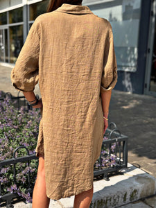 Robe lin  HAVANA Camel