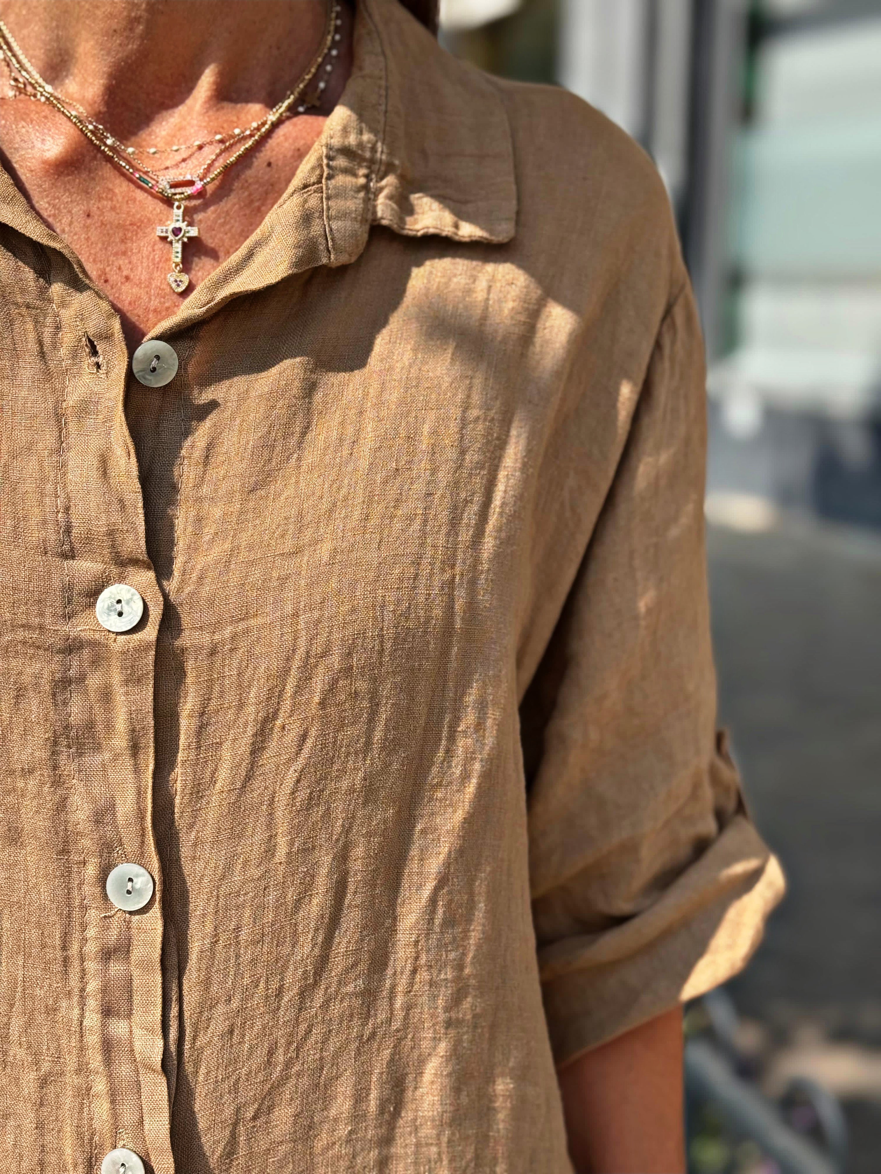 Robe lin  HAVANA Camel