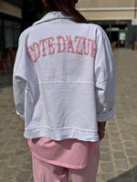 Charger l'image dans la galerie, Veste en jean blanche inscription rose - COTE D'AZUR
