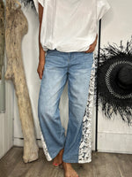 Charger l'image dans la galerie, Jeans dentelle Bleu - 146
