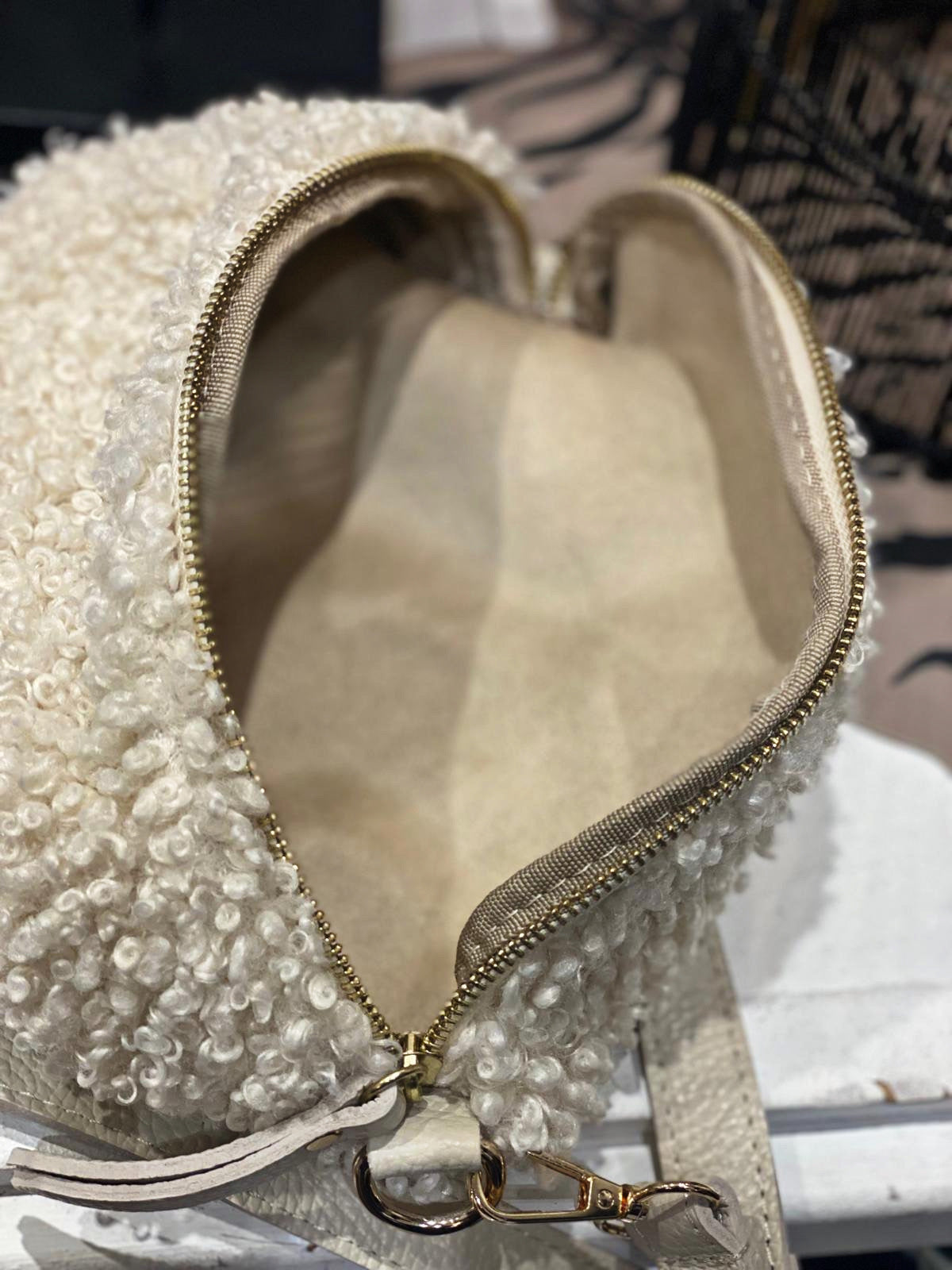 Sac banane bouclette MILA Ecru