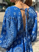 Charger l'image dans la galerie, Robe longue gaze de coton bleu - NERYS
