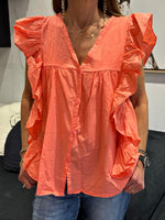 Charger l'image dans la galerie, Blouse volantée Corail sans manches NOVELINE
