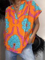 Charger l'image dans la galerie, Blouse imprimée Orange - FLOWER
