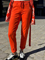 Charger l'image dans la galerie, Pantalon jogging MIKO Orange taille élastiquée bandes pailletées
