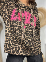 Charger l'image dans la galerie, Sweat à capuche LOVE Léopard chocolat
