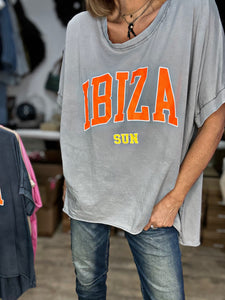 Tee shirt IBIZA Gris effet délavé
