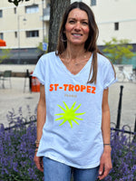 Charger l&#39;image dans la galerie, Tee shirt ST-TROPEZ Blanc/Orange
