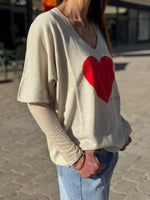 Charger l'image dans la galerie, Pull LOVE Ecru/Rouge
