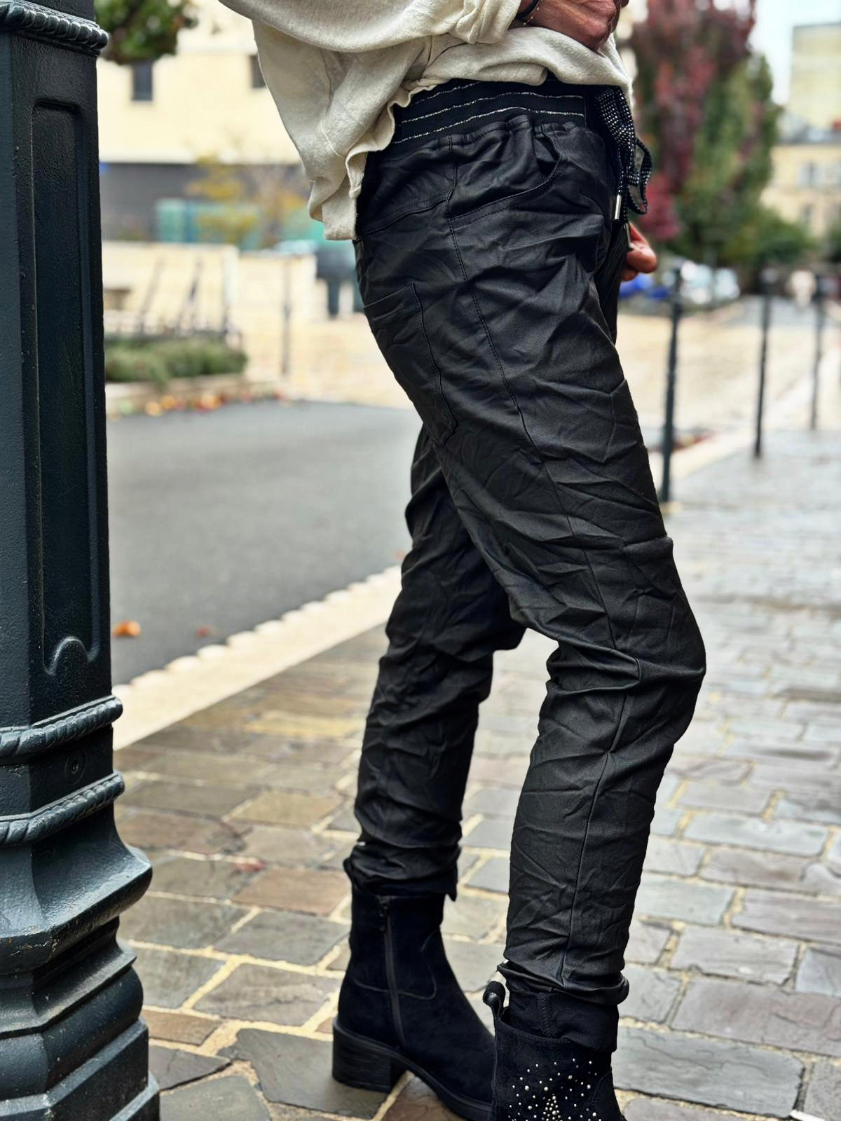 Pantalon simili cuir MADDOX Noir