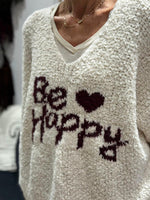 Charger l&#39;image dans la galerie, Pull BE HAPPY Lait/Bordeaux
