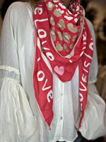 Charger l&#39;image dans la galerie, Foulard LOVE Rouge/Corail
