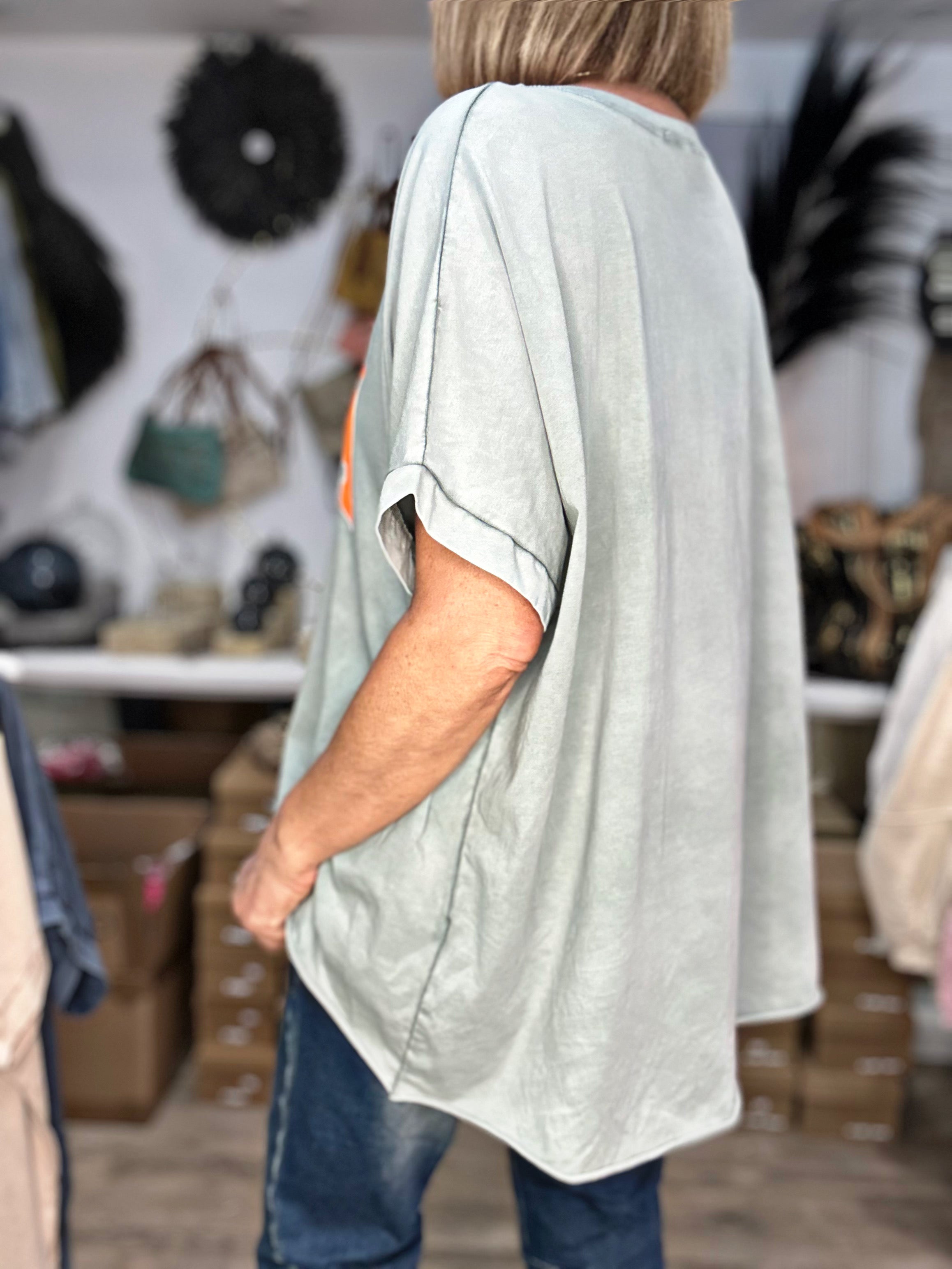 Tee shirt IBIZA Kaki effet délavé