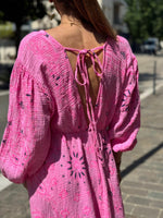 Charger l'image dans la galerie, Robe longue gaze de coton fuchsia - NERYS
