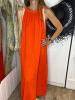 Charger l&#39;image dans la galerie, Robe longue gaze de coton SYBILLE Orange
