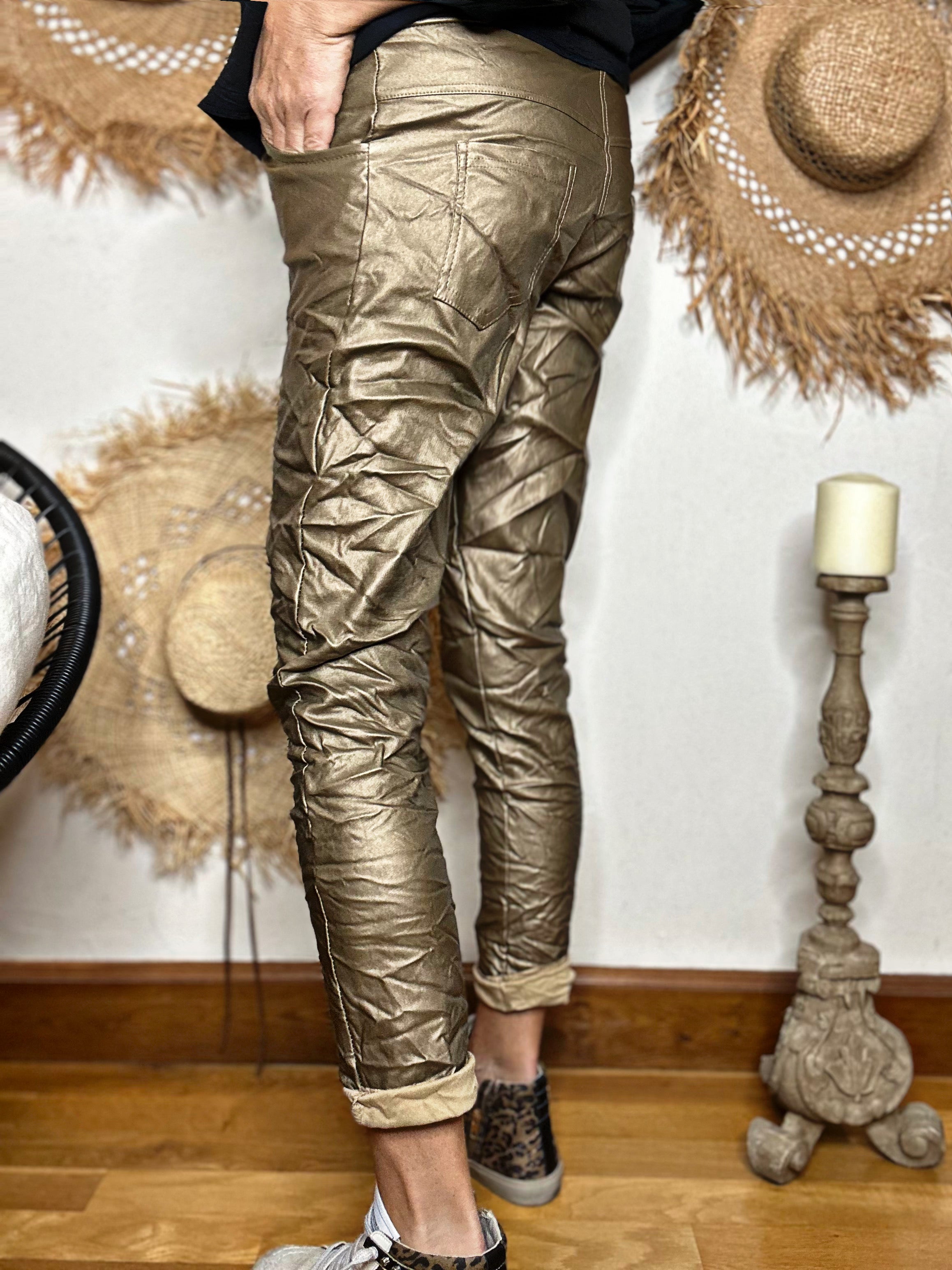 Pantalon simili LISANDRO Camel doré