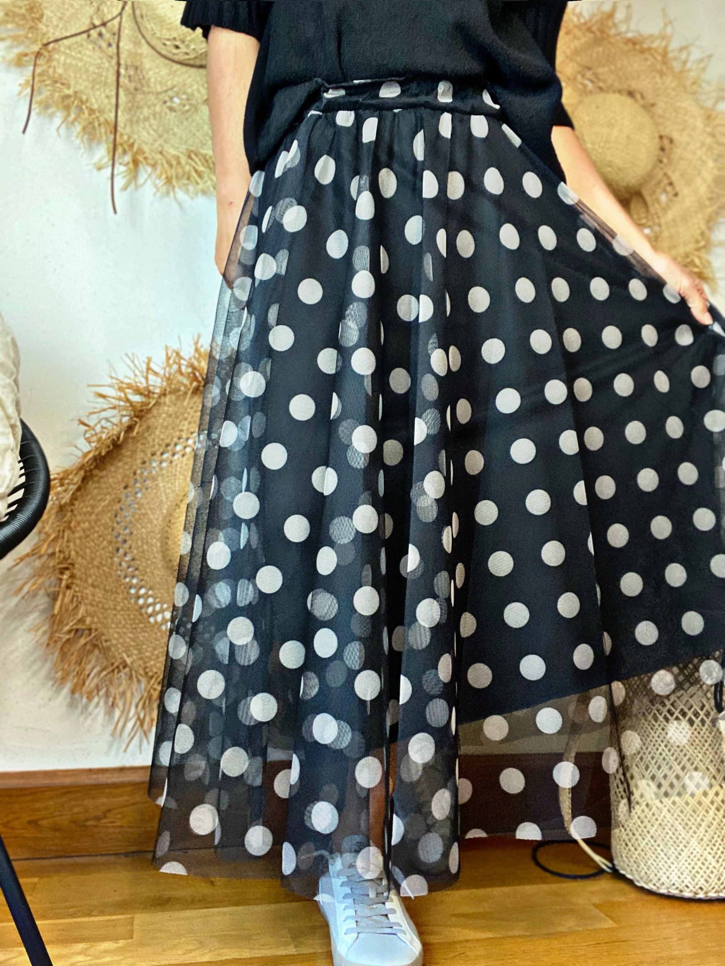 Jupe tulle MELODY Pois noir