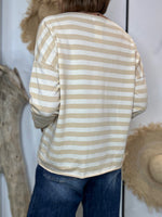 Charger l'image dans la galerie, T-shirt VANILLE marinière Ecru et Beige
