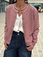 Charger l&#39;image dans la galerie, Ensemble Gilet et Echarpe FELIX Bordeaux Ecru
